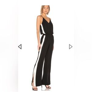 Amanda Uprichard Track Jumpsuit with Contrast Piping and Side Slits Small